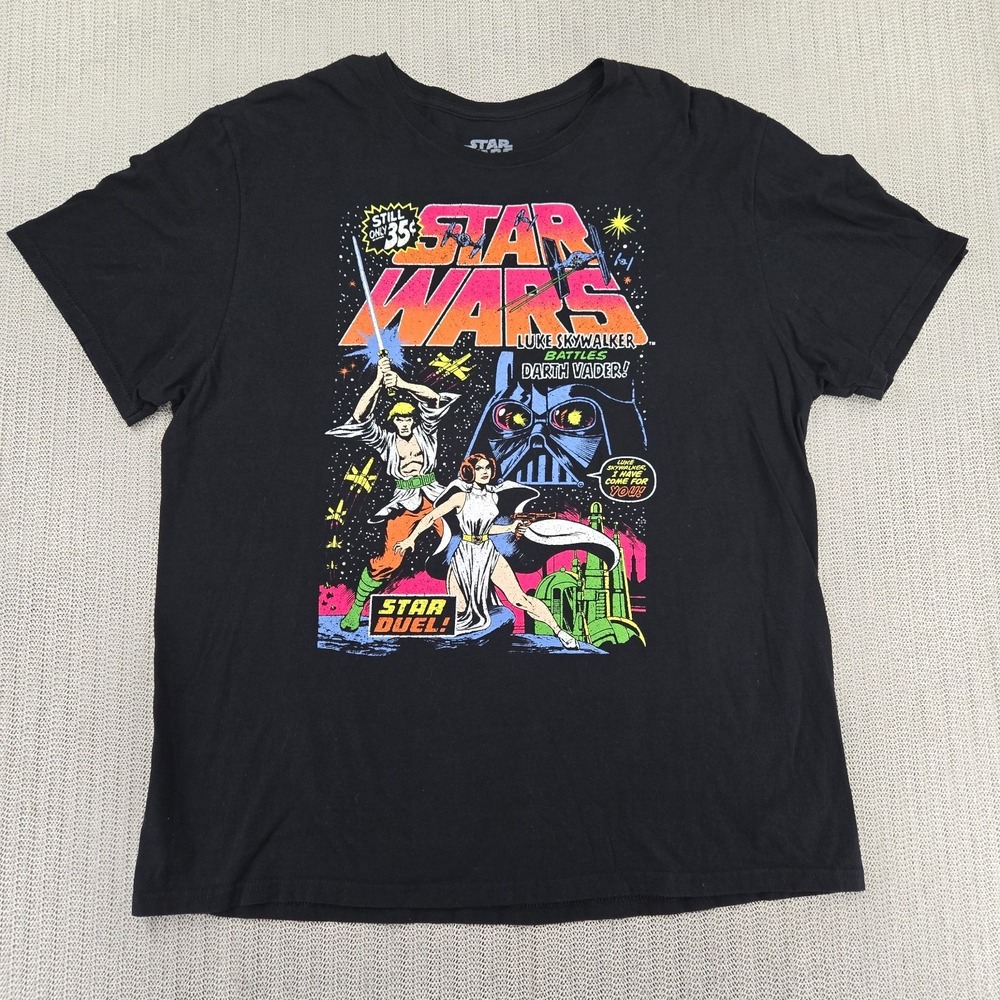 Star Wars Shirt Mens XL Black Retro Darth Vader Graphic Mad Engine Crew Neck